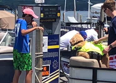 Boats fueling at Chautauqua Marina fuel dock